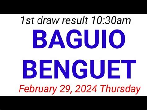STL BAGUIO/BENGUET (DAILY RESULT AND .